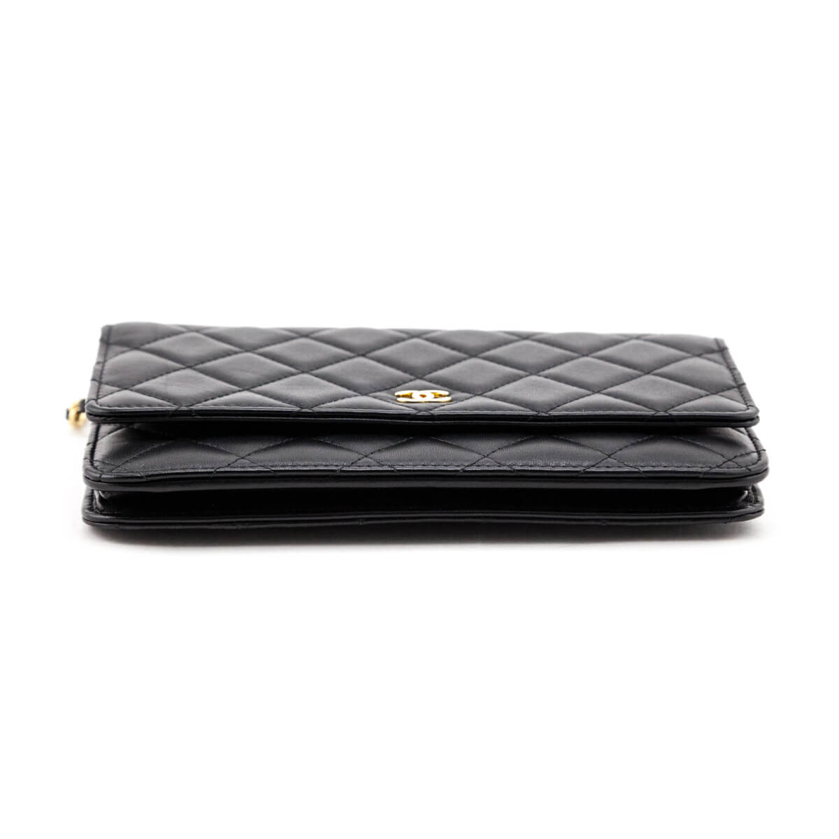 Chanel Black Quilted Lambskin Classic Wallet On Chain Gold