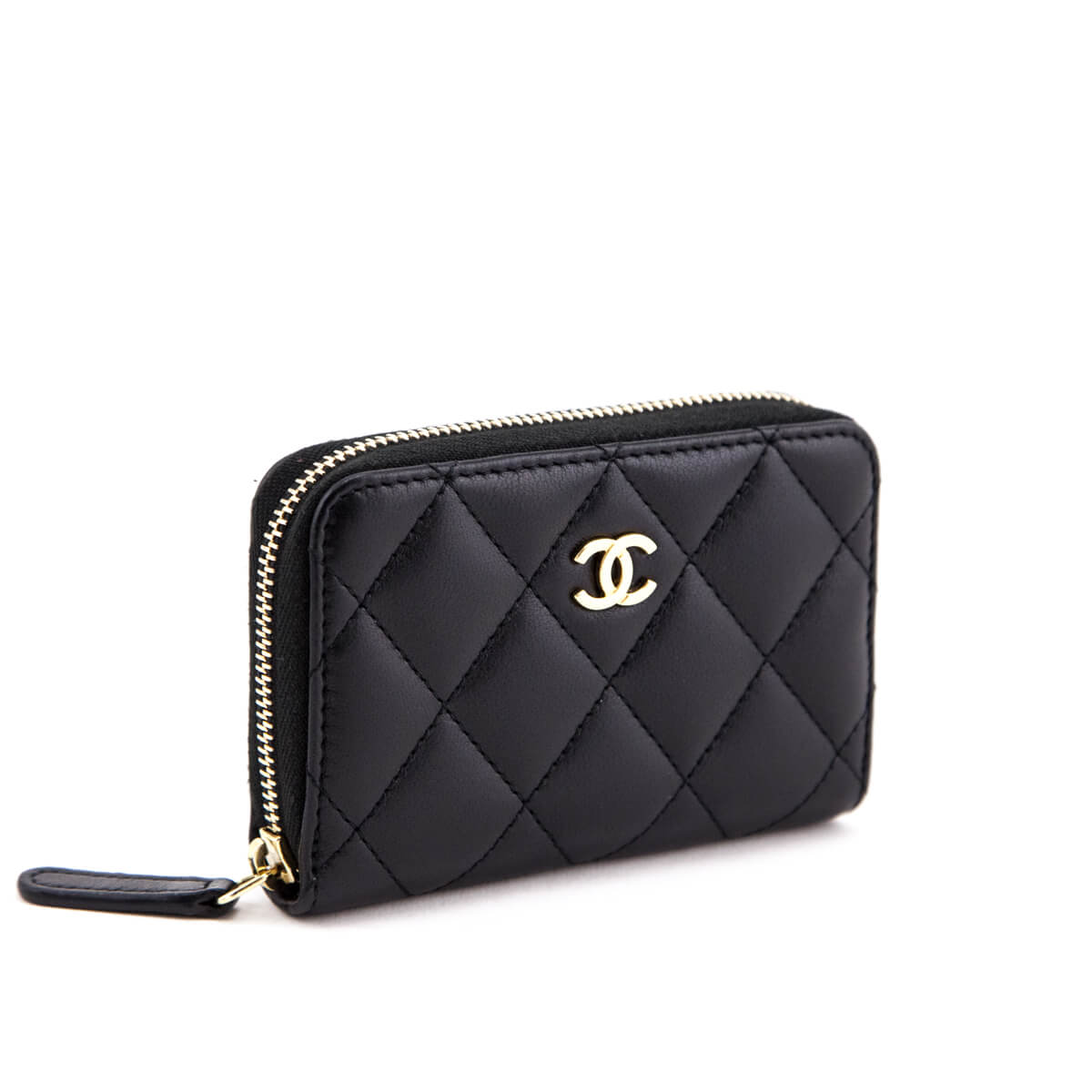 Chanel Black Quilted Lambskin Classic Zipped Coin Purse - Shop Chanel