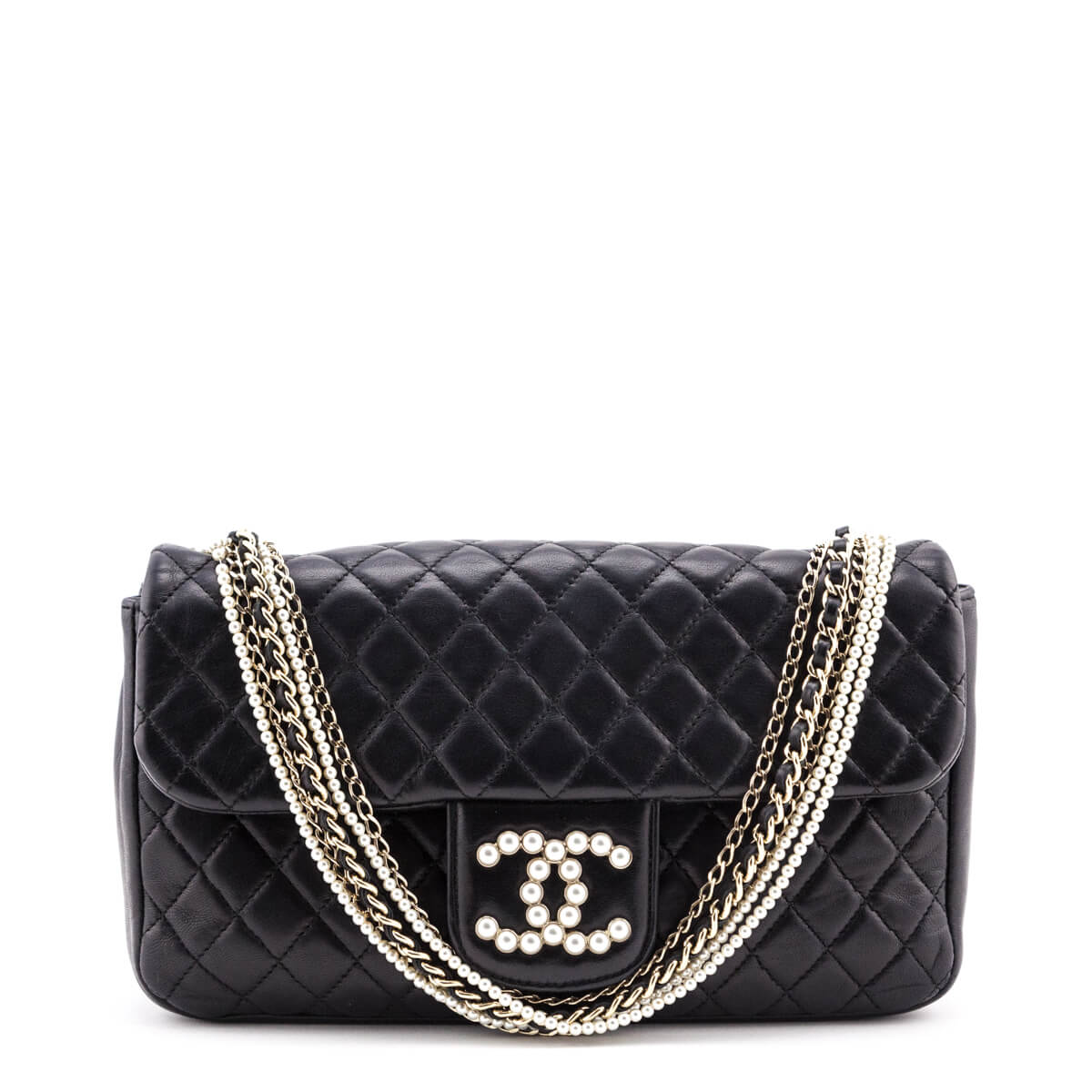 Authentic Chanel Black Lambskin Westminster Pearl Flap Bag Article: A94305  Y09157 Made in France, Accessorising - Brand Name / Designer Handbags For  Carry & We…