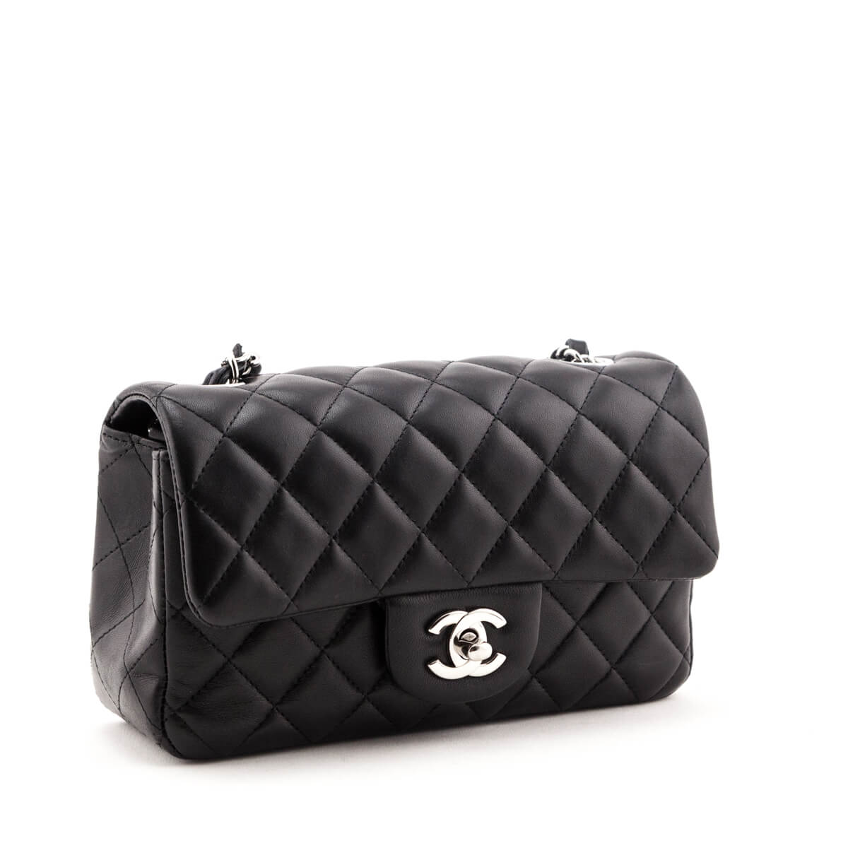 Vintage CHANEL Classic Black Quilted Lambskin Small Single Flap Bag