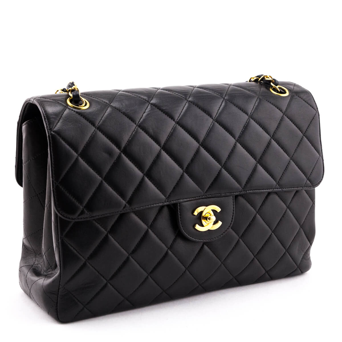 CHANEL Two Face Double Sided Chain Flap Shoulder Bag Black Quilted