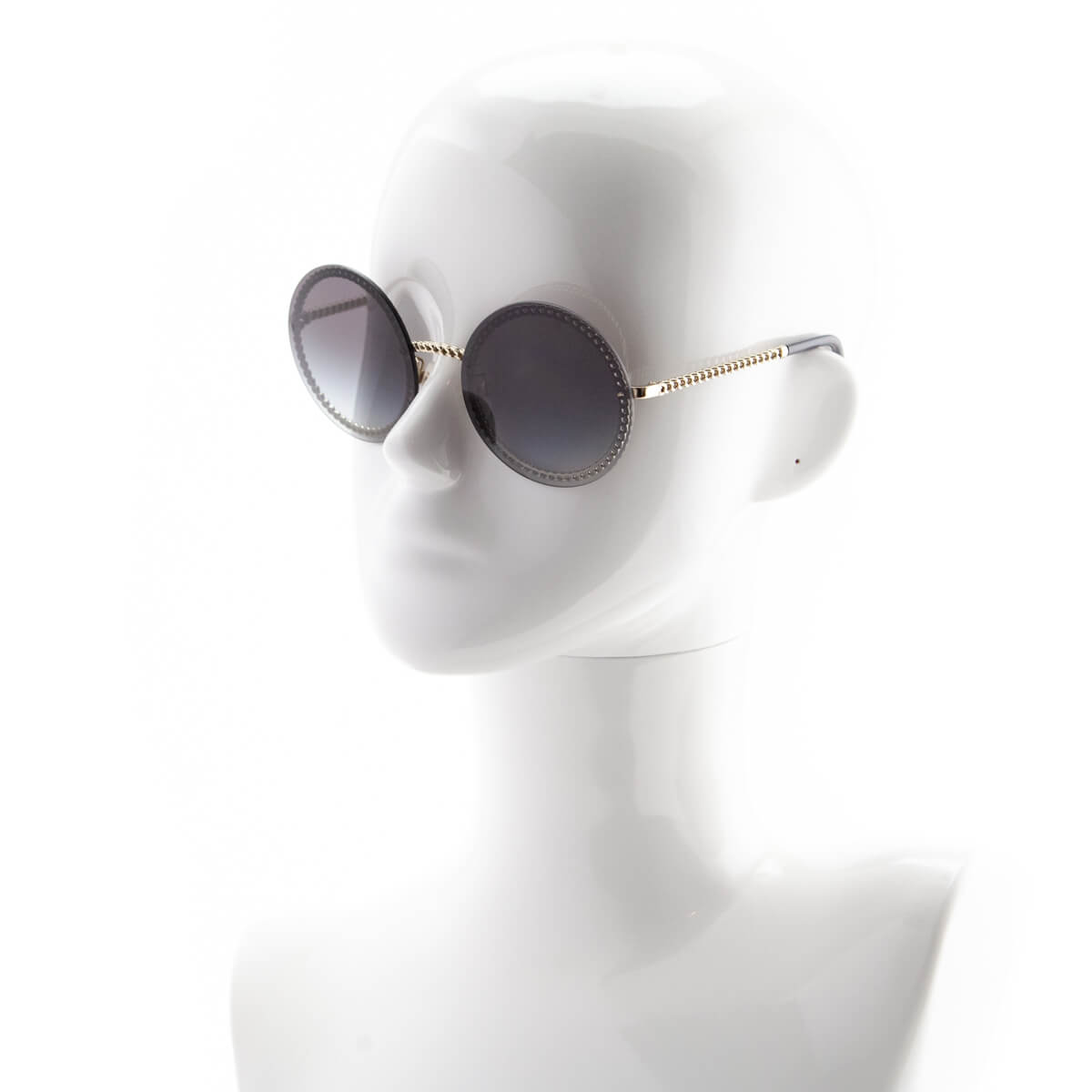 Chanel Round Frame Chain Sunglasses in Black