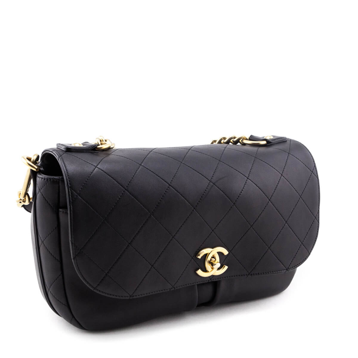 Chanel Black Stitched Calfskin Small Paris in Rome Messenger Bag