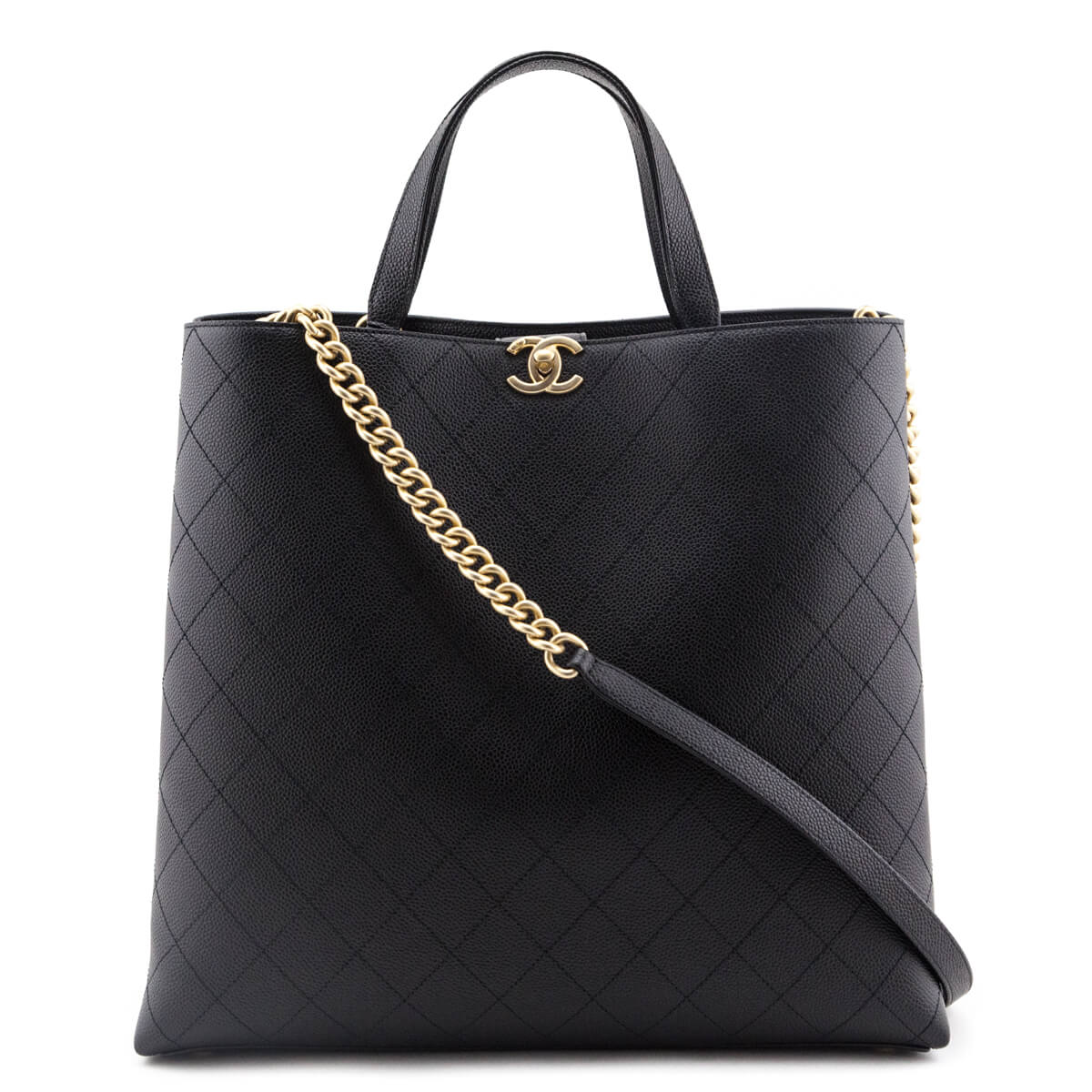 Replica Chanel Small Calfskin Shopping Bag AS2295 Black
