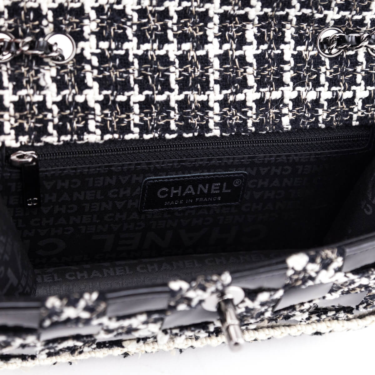 Chanel Black & Cream Tweed & Leather Mini Checkered Flap Bag - Love that Bag etc - Preowned Authentic Designer Handbags & Preloved Fashions