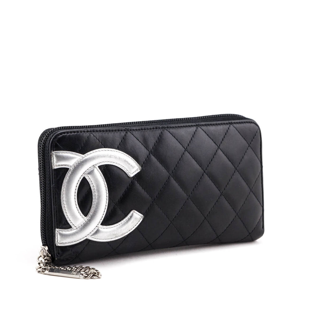 CHANEL Calfskin Cambon Zip Around Organizer Wallet Black 1274346