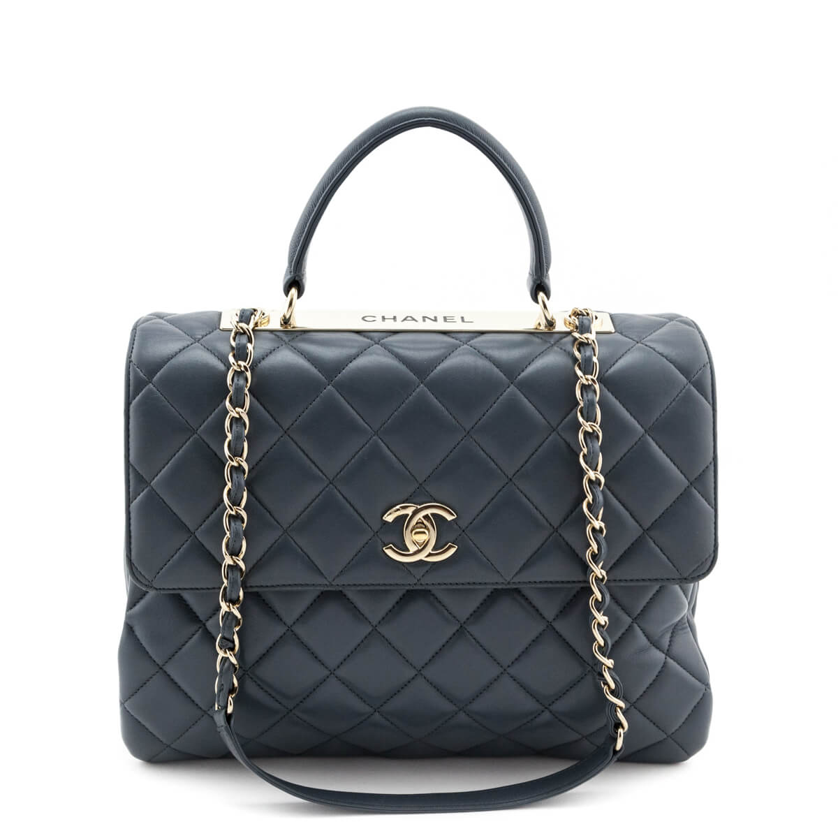 CHANEL Lambskin Quilted Small Trendy Spirit Top Handle Bag Beige |  FASHIONPHILE