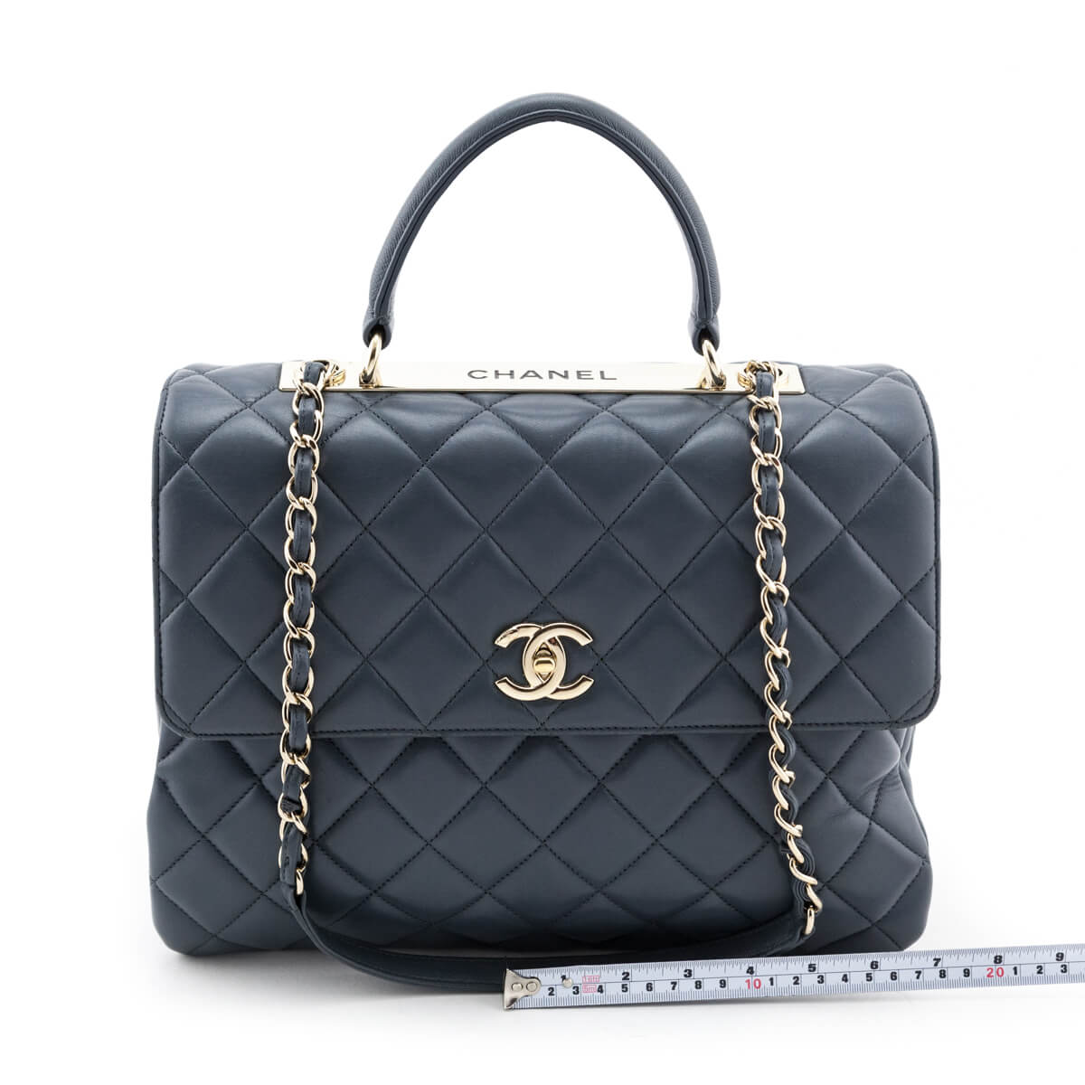 Chanel Blue Quilted Lambskin Large Trendy CC Top Handle GHW - Love that Bag etc - Preowned Authentic Designer Handbags & Preloved Fashions