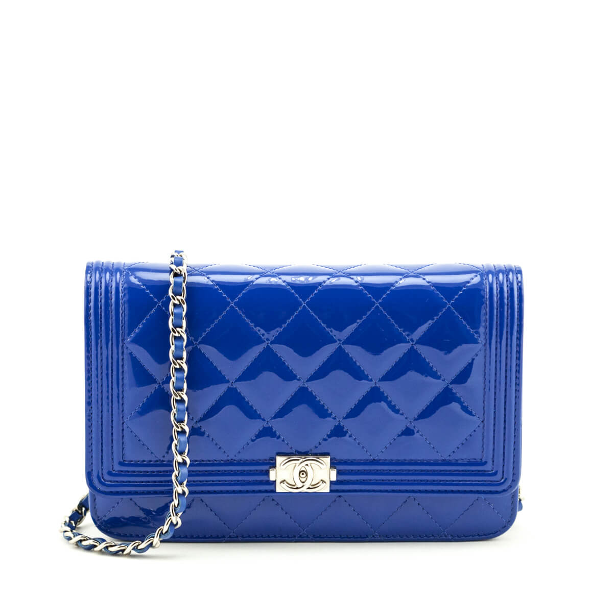 Authentic CHANEL Blue Denim Walletonthechain WOC Flap Bag Pearl Crush  New  eBay