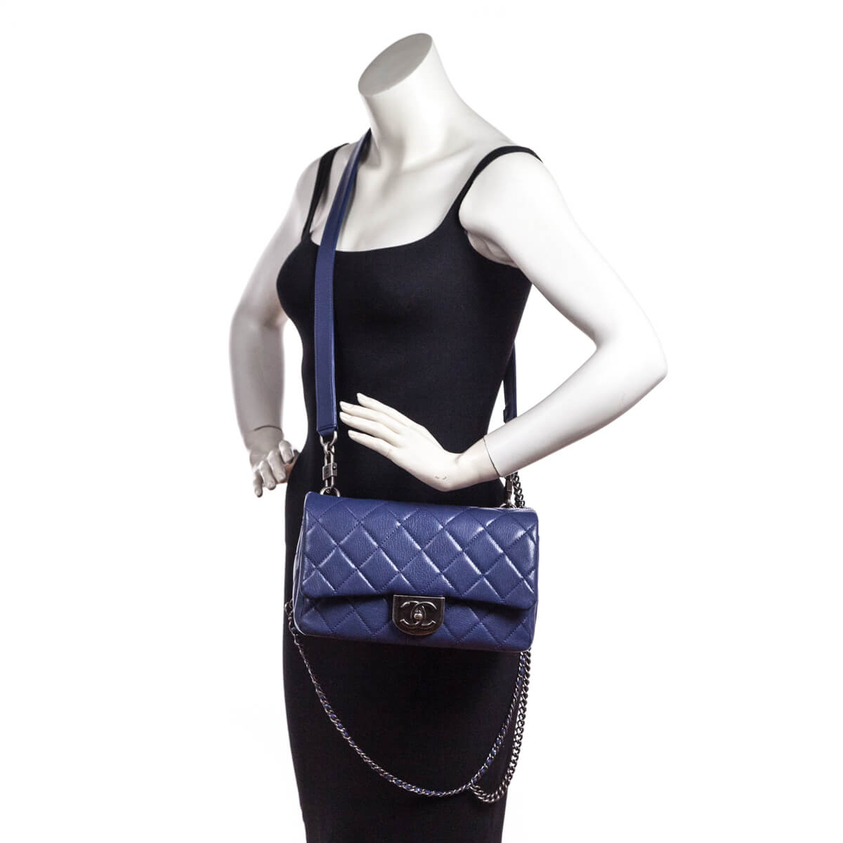 Chanel Blue Quilted Shiny Goatskin Small Double Carry Flap Bag – Love that  Bag etc - Preowned Designer Fashions
