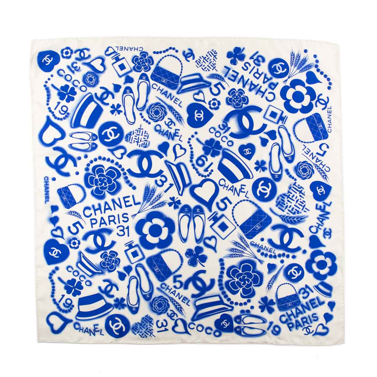Chanel Blue Silk CC Icon Scarf - Love that Bag etc - Preowned Authentic Designer Handbags & Preloved Fashions