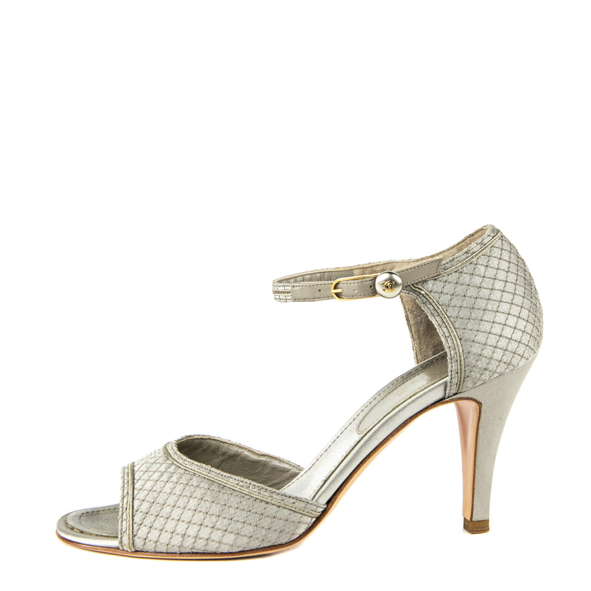 Gray peep toe outlet pumps