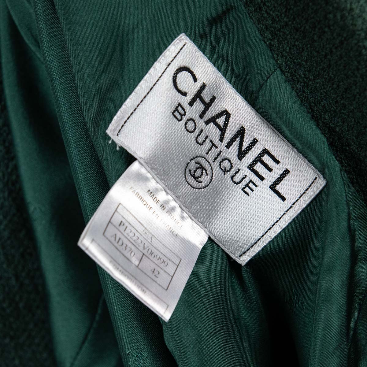 Chanel Green Tweed Vintage Double Breasted Jacket Size L | FR 42 - Love that Bag etc - Preowned Authentic Designer Handbags & Preloved Fashions