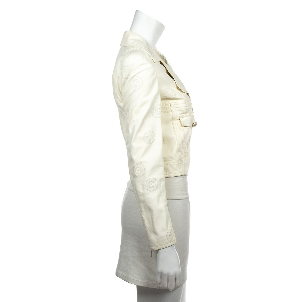 Chanel Ivory Lambskin CC Moto Jacket Size S | FR 38 - Love that Bag etc - Preowned Authentic Designer Handbags & Preloved Fashions