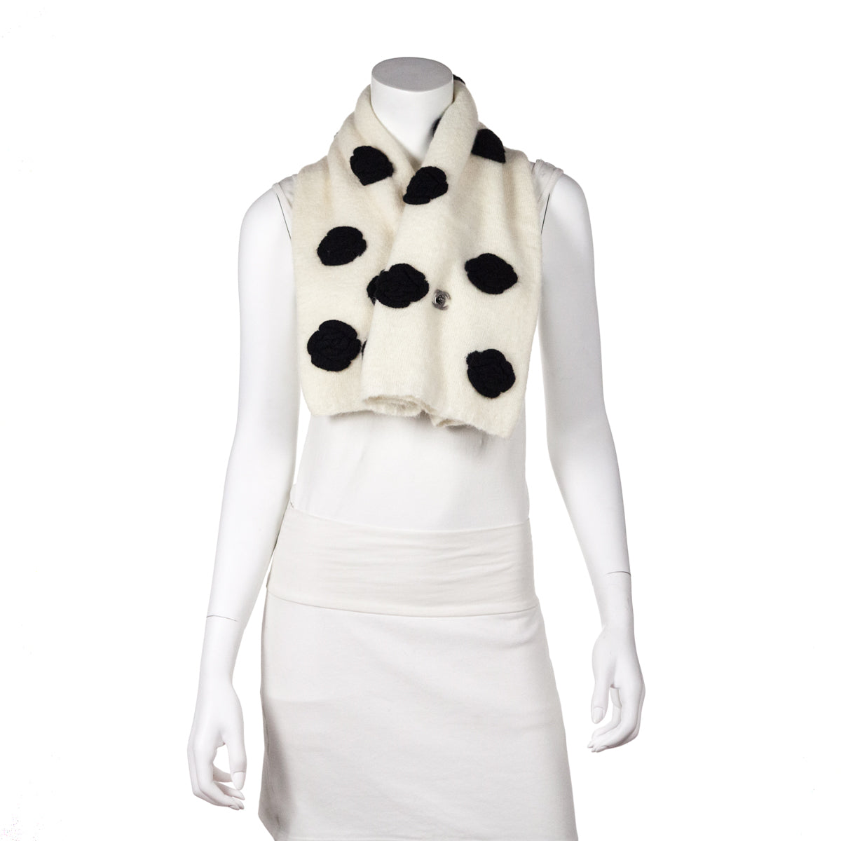Chanel Ivory & Black Mohair Camellia Scarf - Love that Bag etc - Preowned Authentic Designer Handbags & Preloved Fashions