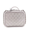Chanel Metallic Silver Caviar Quilted Medium CC Filigree Vanity Case - Love that Bag etc - Preowned Authentic Designer Handbags & Preloved Fashions