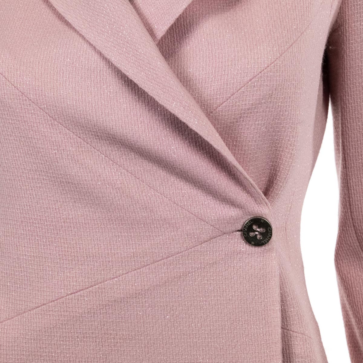 Chanel Pink Metallic Vintage Asymmetrical Blazer Size XS | FR 36 - Love that Bag etc - Preowned Authentic Designer Handbags & Preloved Fashions