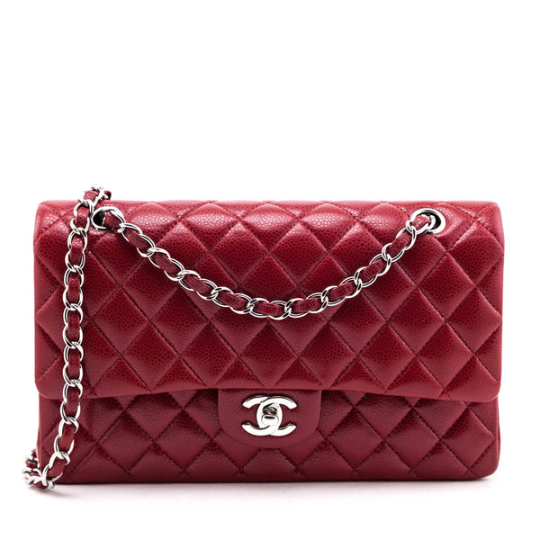 Chanel Filigree Vertical Vanity Case Quilted Goatskin with Chain Detail Red