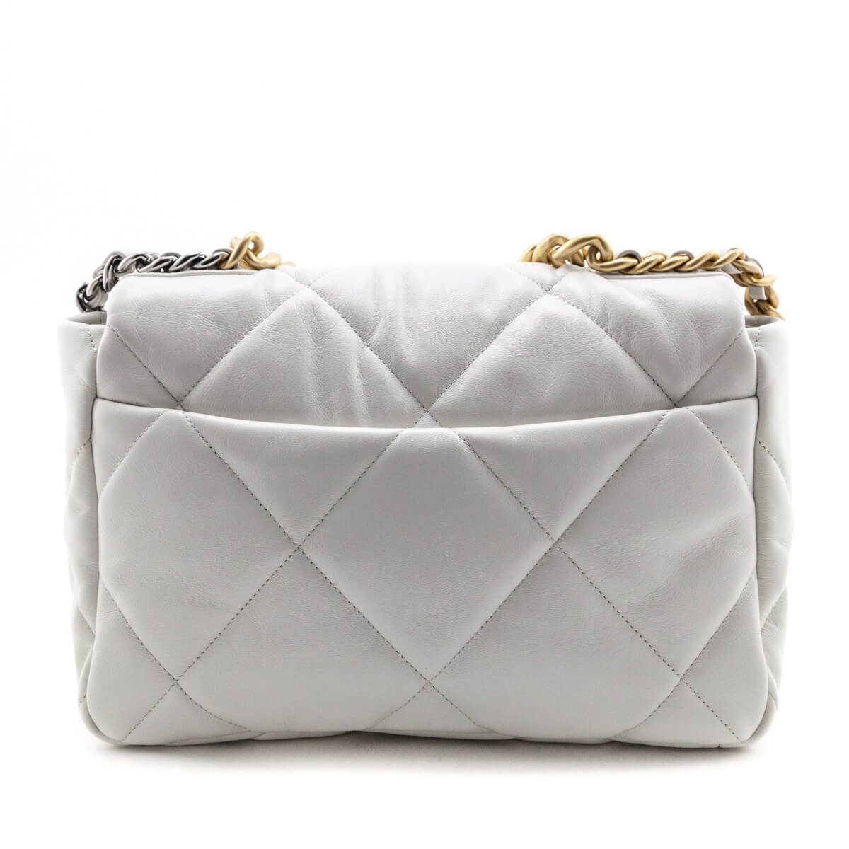 Chanel White Quilted Goatskin Chanel 19 Large Flap Bag – Love that