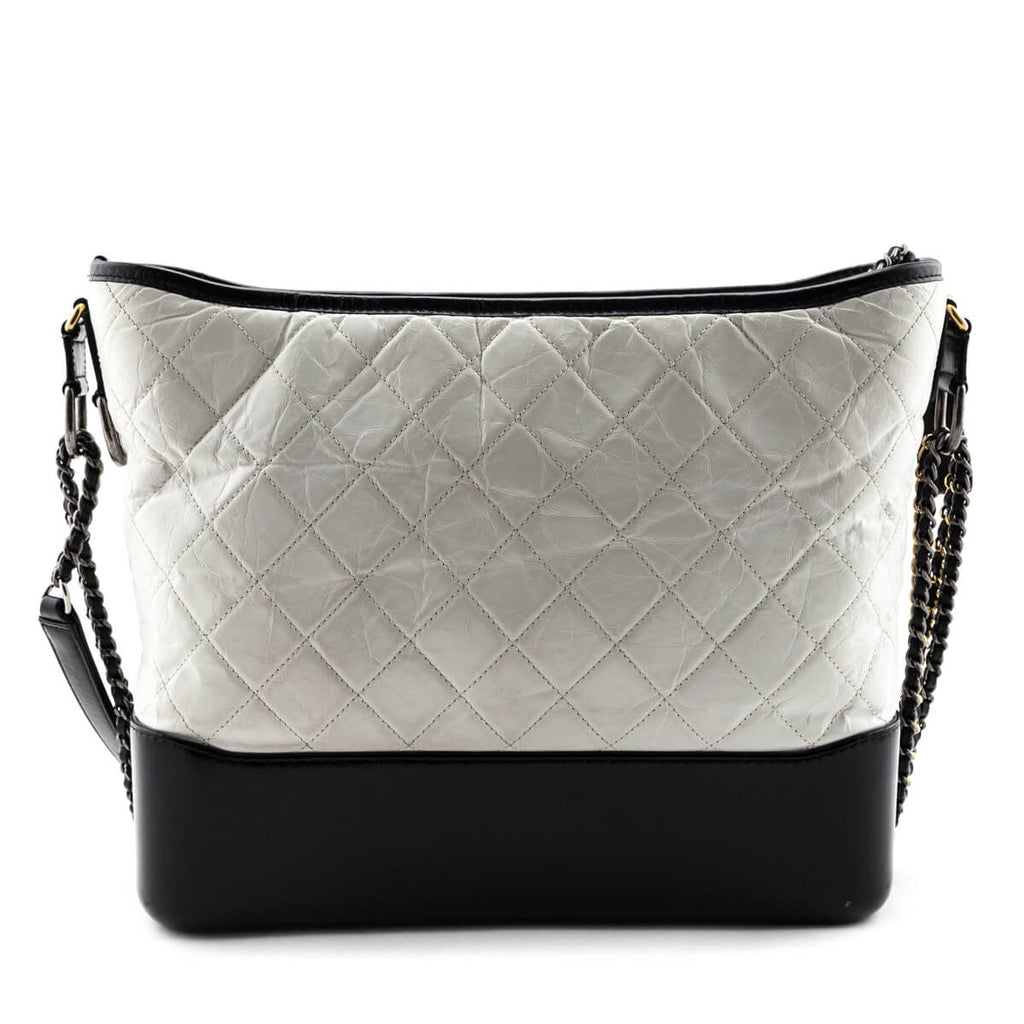 CHANEL Aged Calfskin Quilted Large Gabrielle Hobo White 1229003