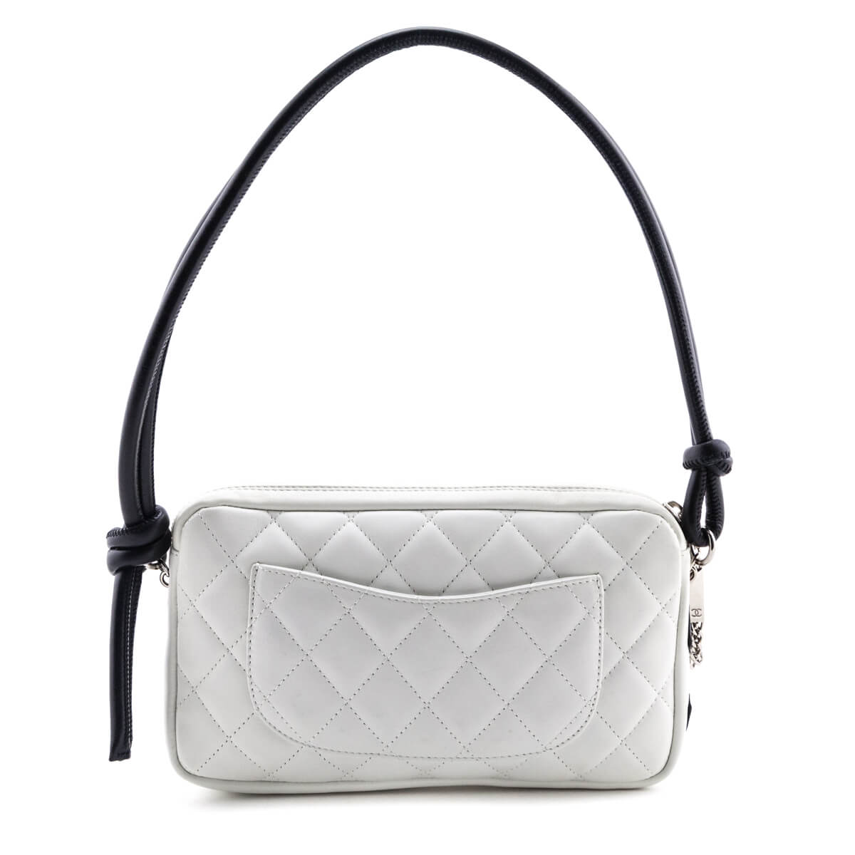 White Quilted Calfskin Cambon Shoulder Bag Large
