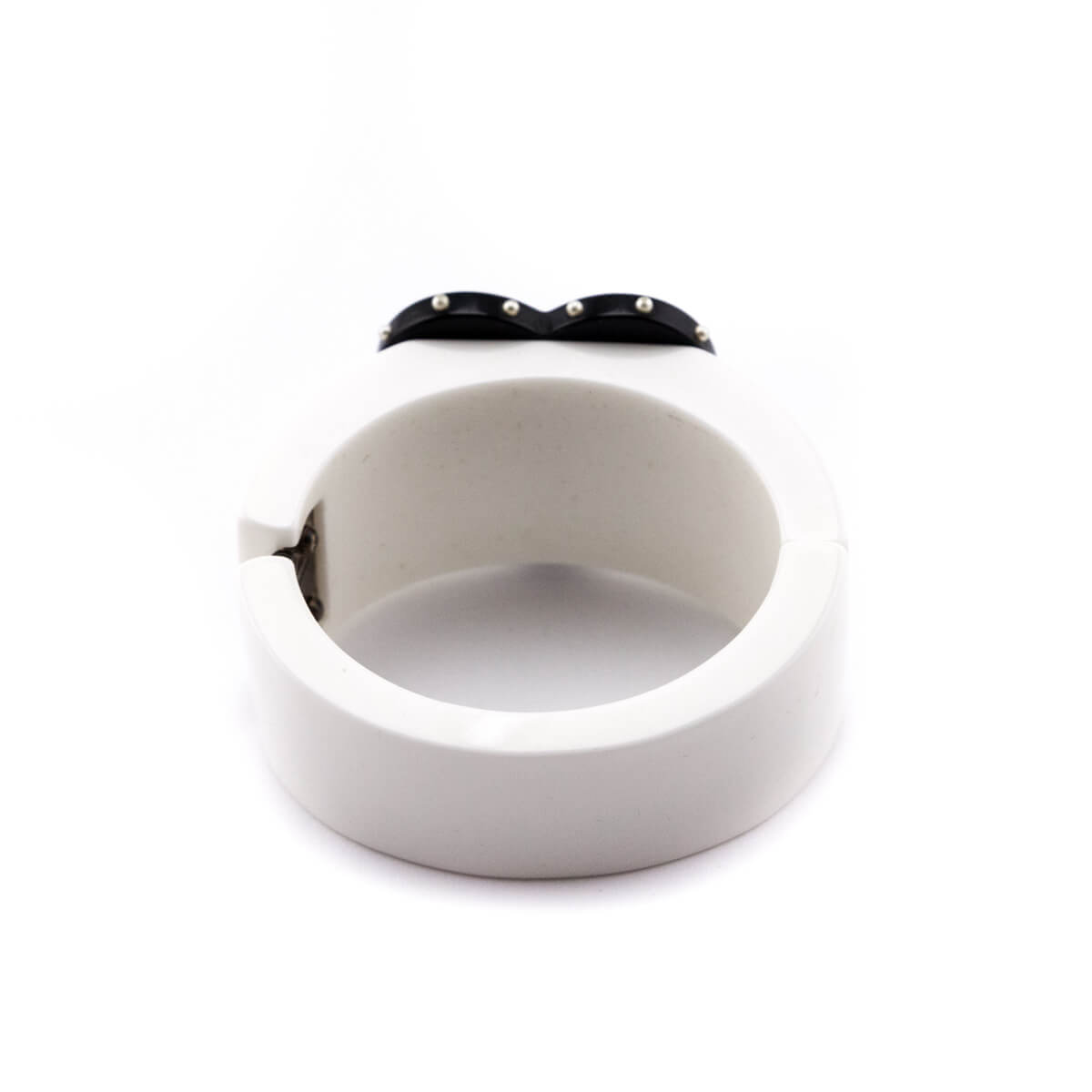Chanel White & Black Valentine Heart Resin Cuff - Love that Bag etc - Preowned Authentic Designer Handbags & Preloved Fashions