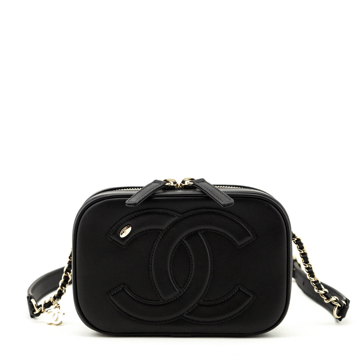 Chanel CC Mania Waist Bag Shearling and Shiny Crumpled Sheepskin Small  Black 549092