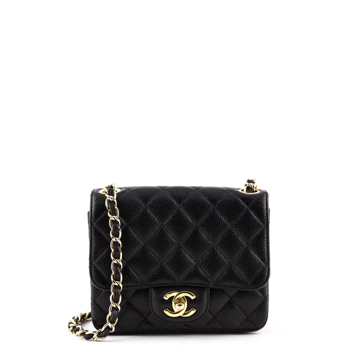 Chanel Black Caviar Leather Quilted Square Mini Crossbody Flap Bag SHW at  1stDibs