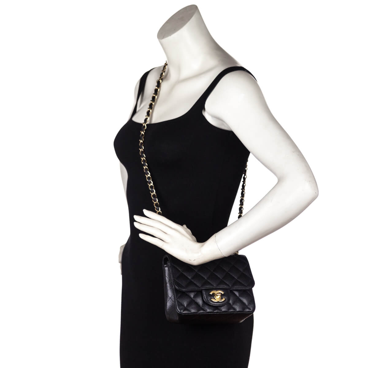 Chanel Classic Caviar Mini Square Flap Bag - Black Shoulder Bags, Handbags  - CHA253020