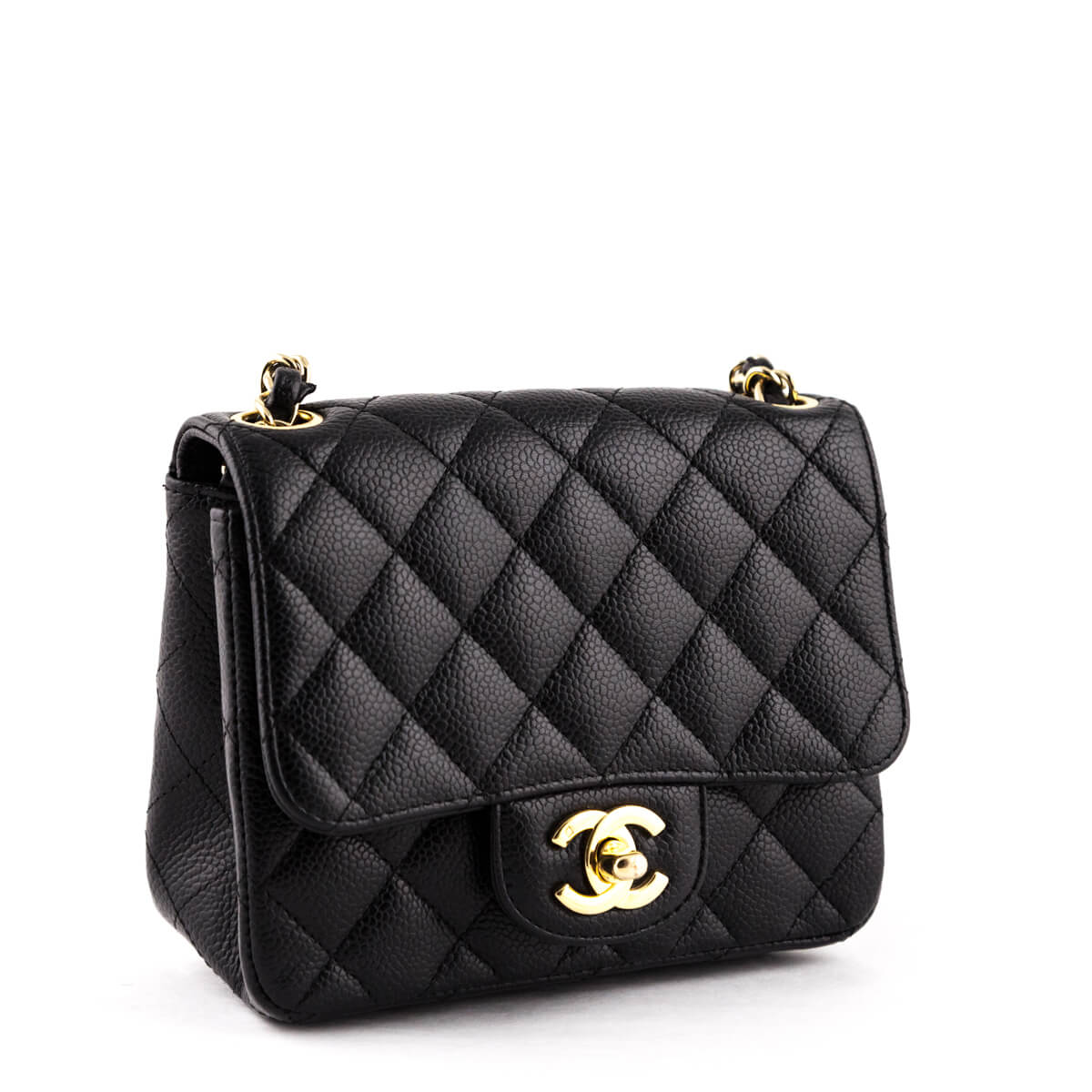 Chanel Black Quilted Caviar Mini Square Flap Bag - Preowned Chanel