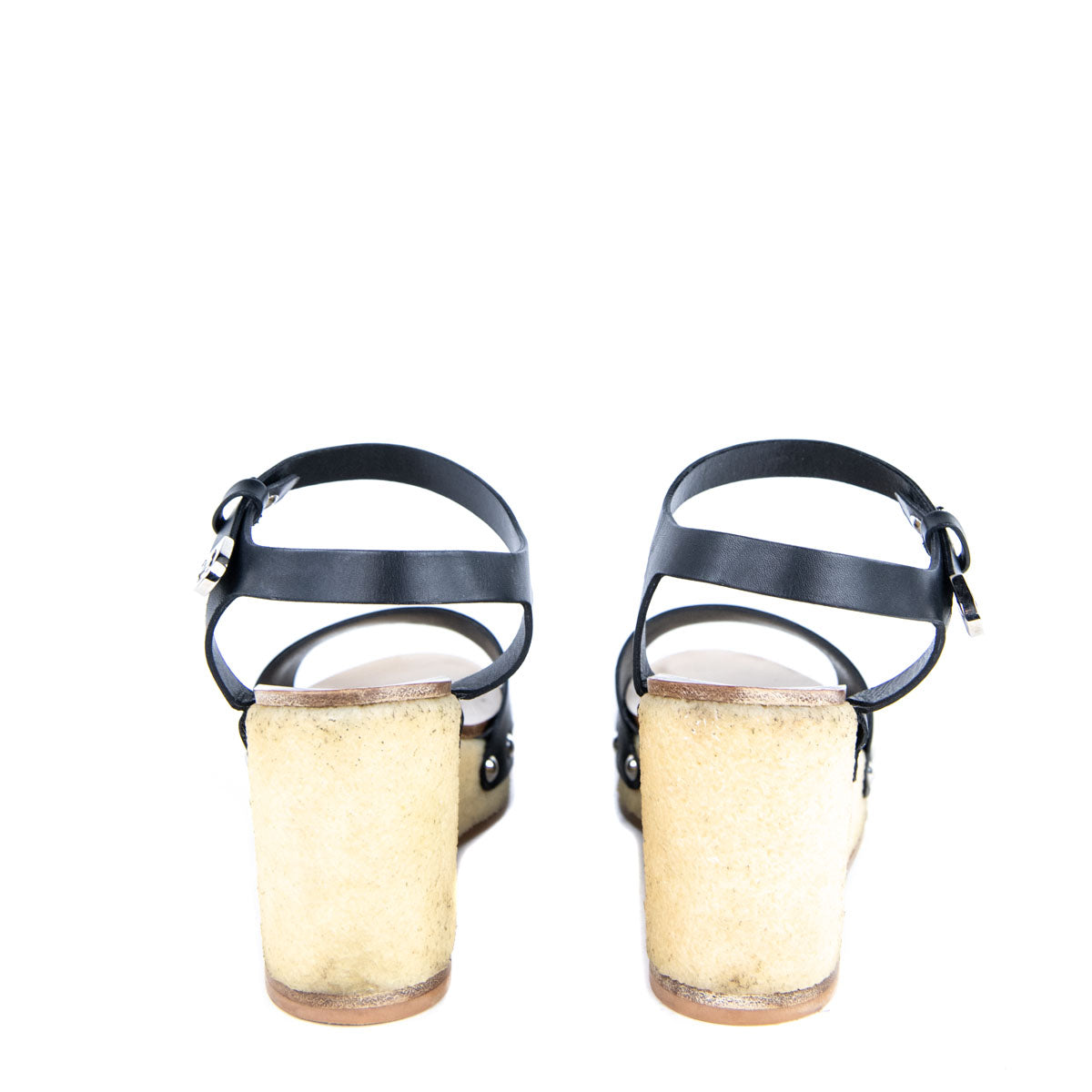 Chanel Black Leather Platform Sandals - Shop Preloved Chanel Online