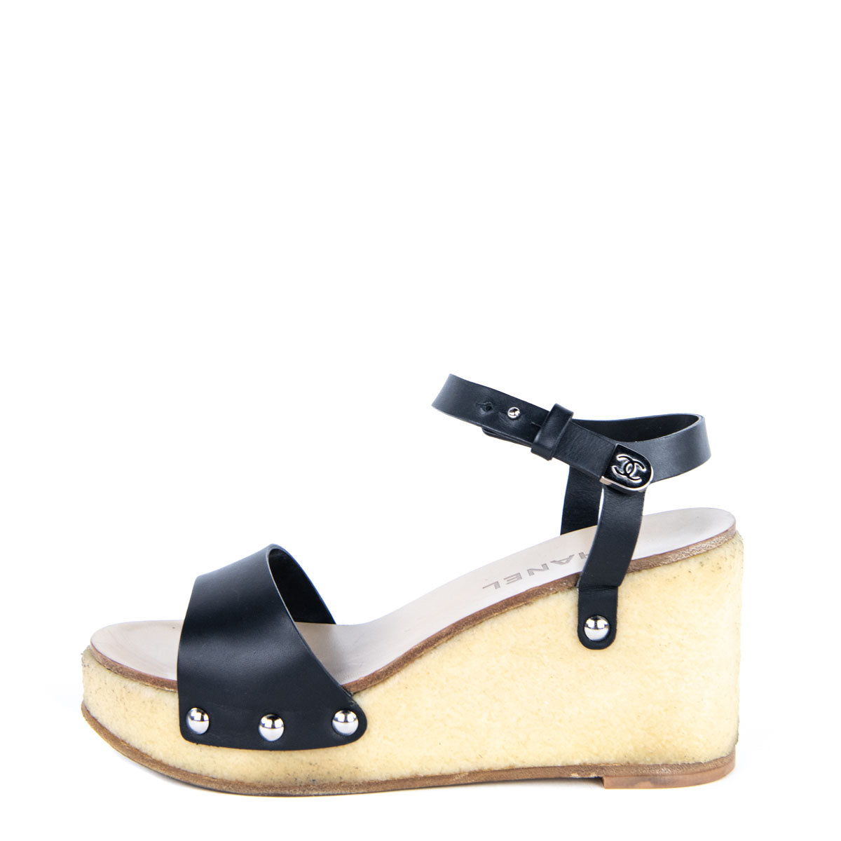 Chanel Black Leather Platform Sandals Size US 9 | EU 39