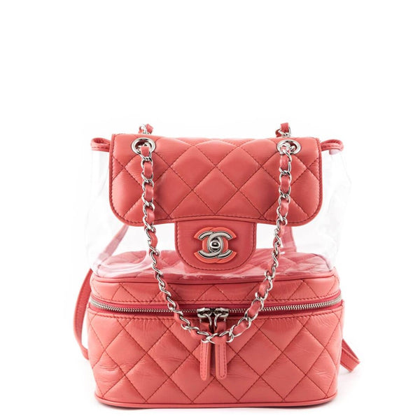 CHANEL, Bags, Chanel Tweed Pvc Quilted Small Gabrielle Backpack White Bag  Handbag