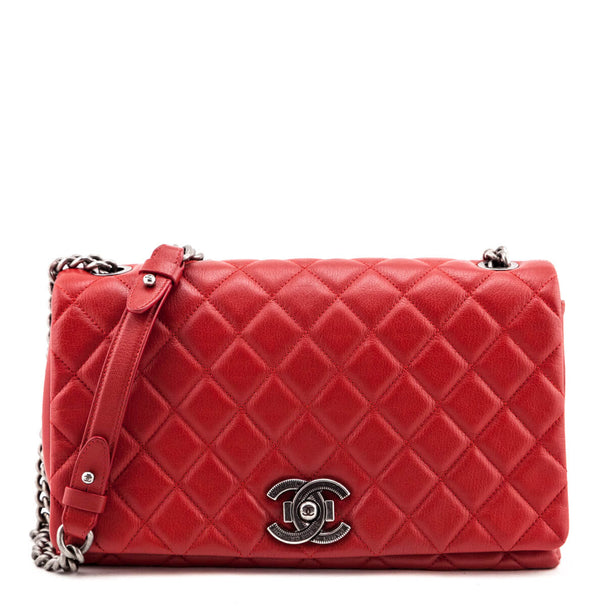 Chanel Red Quilted Goatskin Large City Rock Flap Bag - Preloved Chanel ...