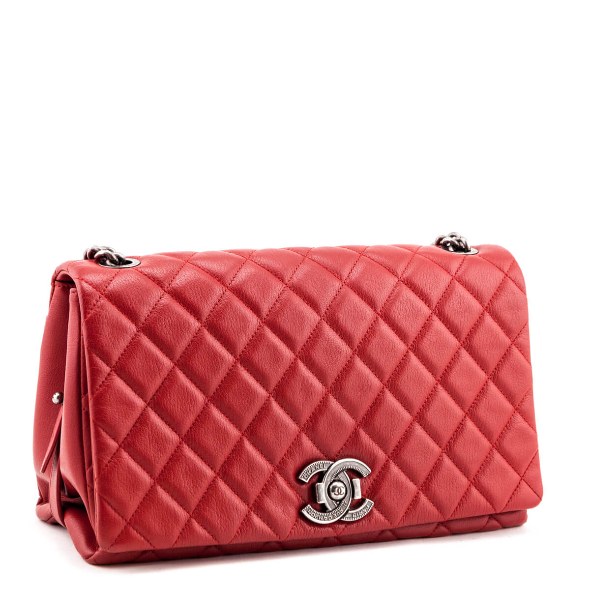 Chanel Red Quilted Goatskin Large City Rock Flap Bag - Love that Bag etc - Preowned Authentic Designer Handbags & Preloved Fashions