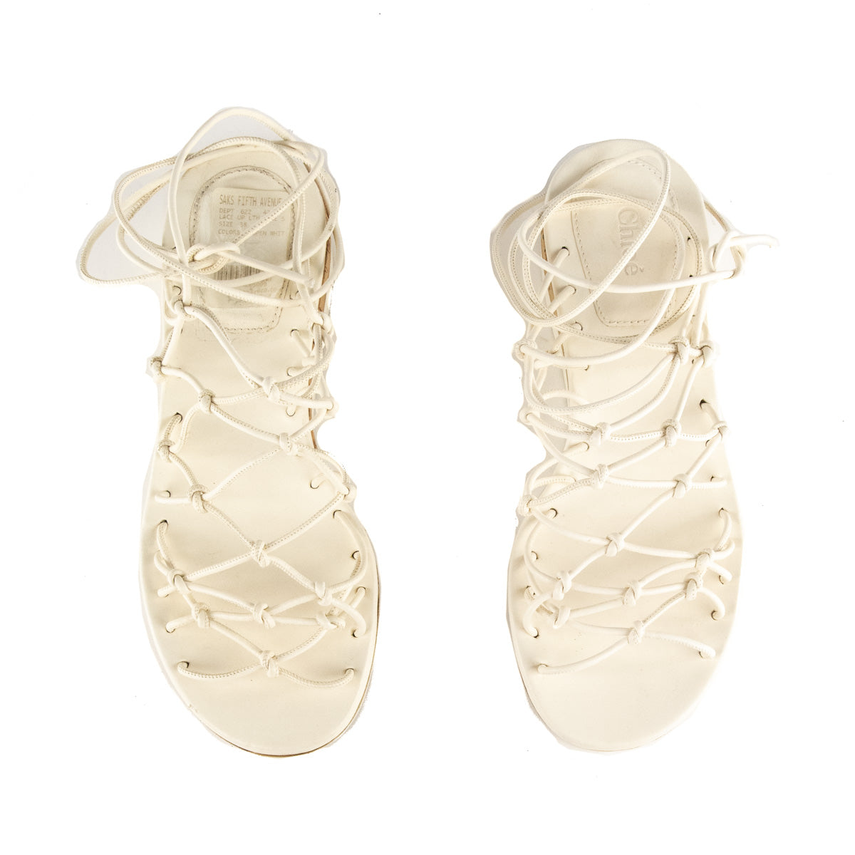 Chloe Open White Skinny Strap Block Heel Sandals Size US 8 | EU 38 - Love that Bag etc - Preowned Authentic Designer Handbags & Preloved Fashions