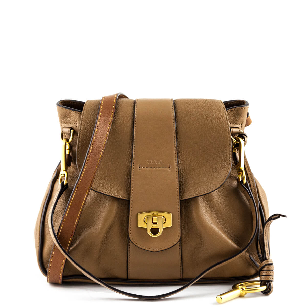 Chloe Nut Leather Small Lexa Double Strap Crossbody - Love that Bag etc - Preowned Authentic Designer Handbags & Preloved Fashions