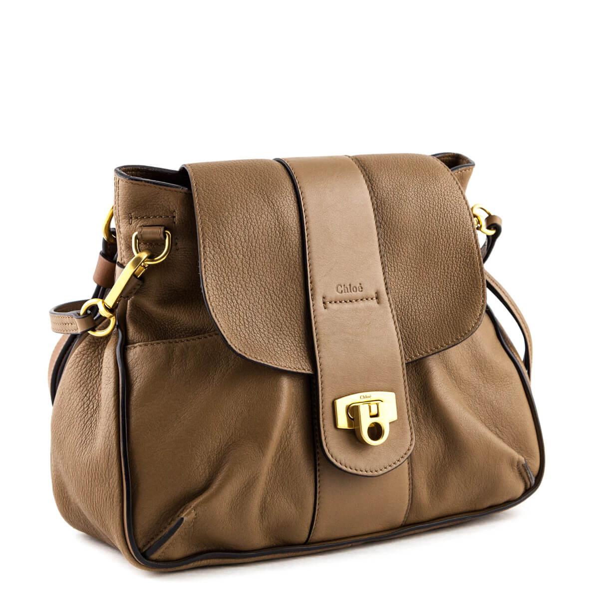 Chloe Nut Leather Small Lexa Double Strap Crossbody - Love that Bag etc - Preowned Authentic Designer Handbags & Preloved Fashions