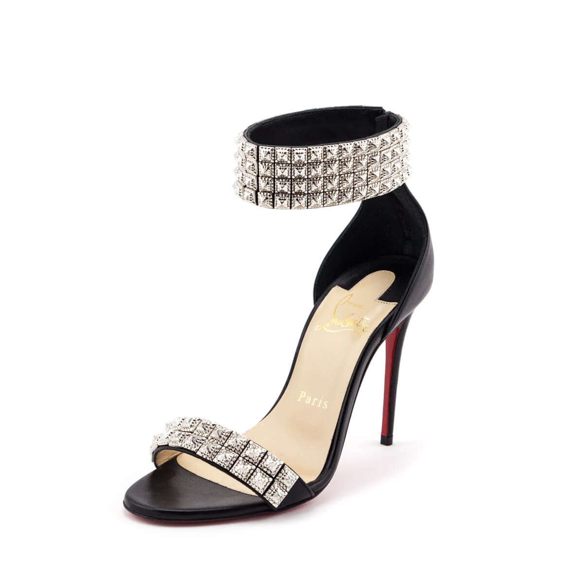 Christian Louboutin Shoe Size 38.5 Black & Gold Patent Leather Brocade  Sandals — Labels Resale Boutique