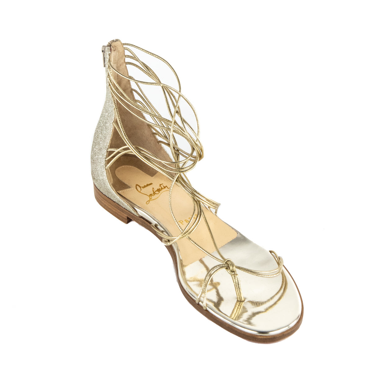 Louis Vuitton Size 36 Gold Leatherx Monogram Be Happy Flat Gladiator Sandals  White gold ref.484360 - Joli Closet