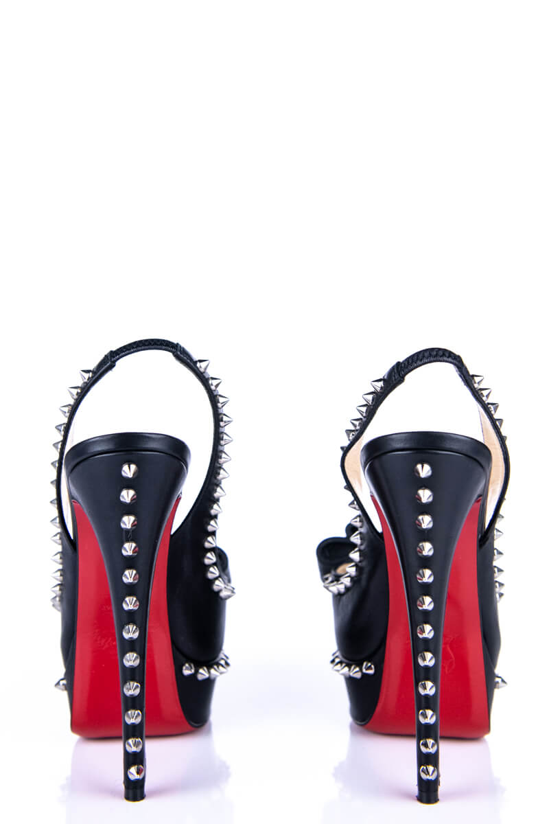 Christian Louboutin Black Leather Studded Slingback Pumps Size 7 | IT 37 - Love that Bag etc - Preowned Authentic Designer Handbags & Preloved Fashions