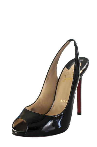 Christian Louboutin Black Leather Peep Toe Lady Sling Pumps Size US 8.5 | EU 38.5 - Love that Bag etc - Preowned Authentic Designer Handbags & Preloved Fashions