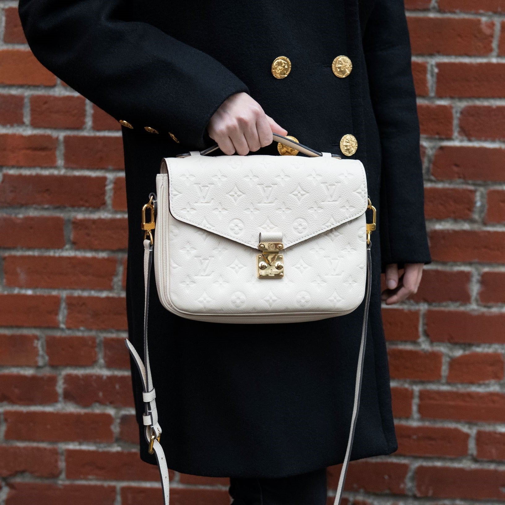 Louis Vuitton Creme Monogram Empreinte Pochette Metis - Love that Bag etc - Preowned Authentic Designer Handbags & Preloved Fashions