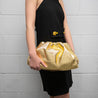 Bottega Veneta Oro Crinkled Metallic Lambskin The Pouch Clutch - Love that Bag etc - Preowned Authentic Designer Handbags & Preloved Fashions