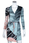 Diane von Furstenberg Aqua Graphic Print Silk Jersey Valencia Wrap Dress Size XXS | US 0 - Love that Bag etc - Preowned Authentic Designer Handbags & Preloved Fashions