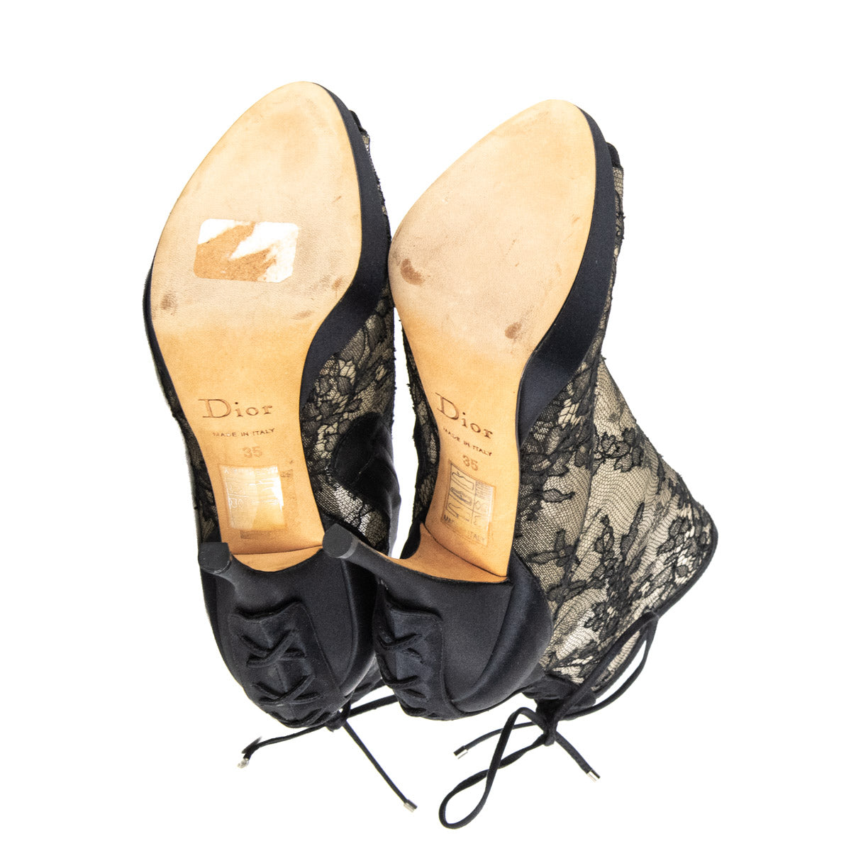 Dior Black Lace Platform Peep Toe Booties Size US 5 | EU 35 - Love that Bag etc - Preowned Authentic Designer Handbags & Preloved Fashions