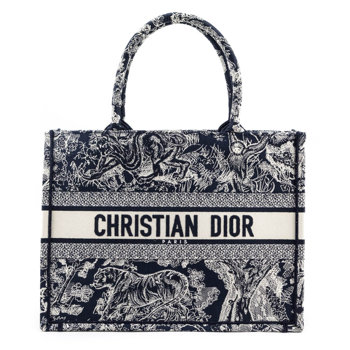Dior Blue Toile de Jouy Reverse Embroidery Medium Book Tote - Love that Bag etc - Preowned Authentic Designer Handbags & Preloved Fashions