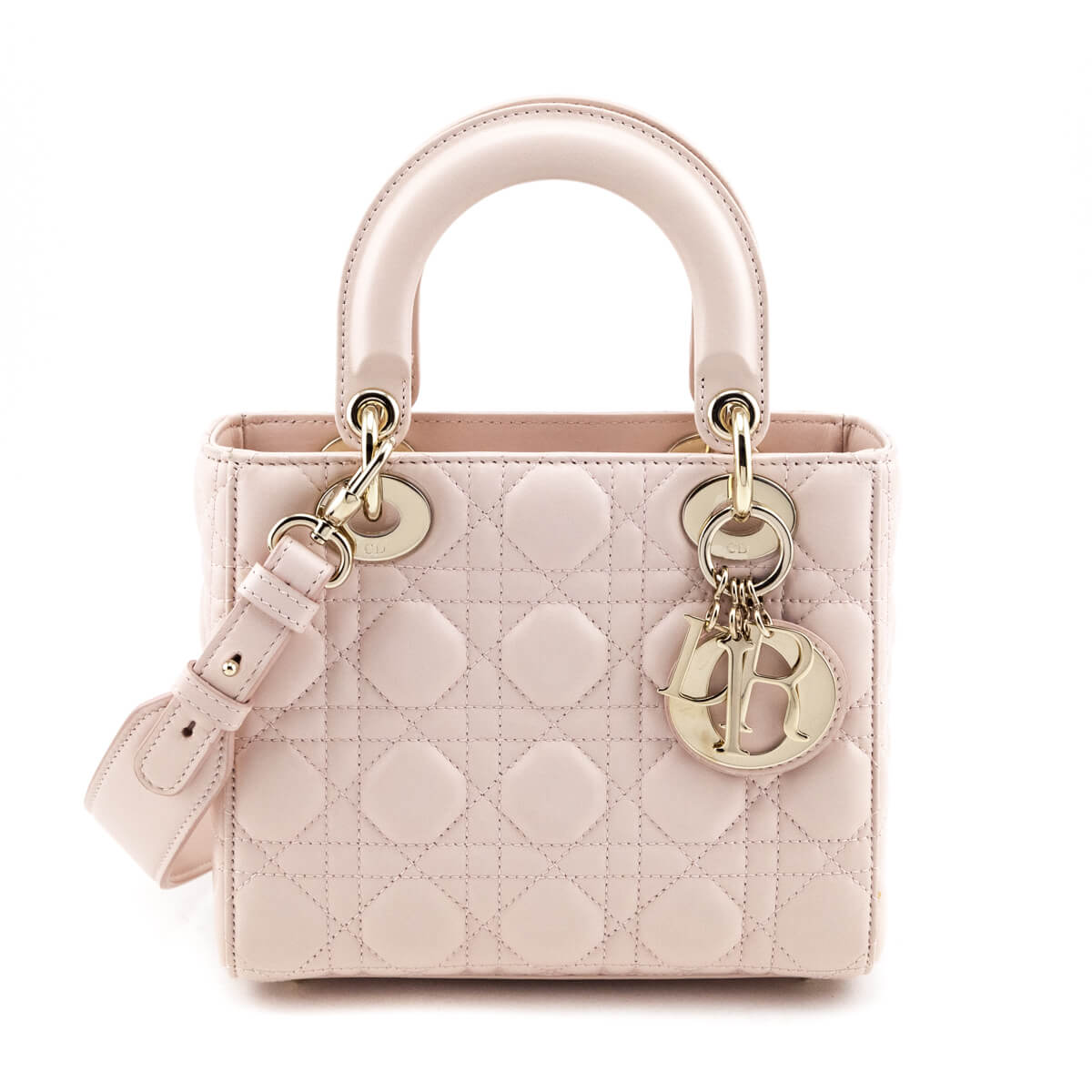 Dior Blush Pink Quilted Lambskin Cannage Lucky Badges Small Lady Dior