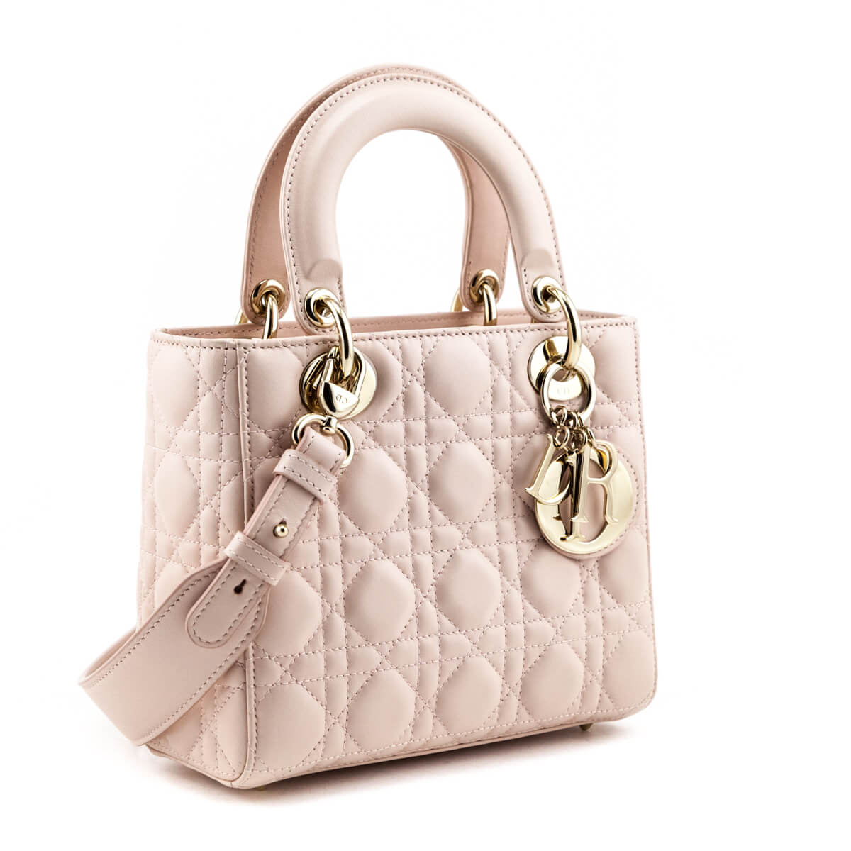 Dior Blush Pink Quilted Lambskin Cannage Lucky Badges Small Lady Dior Bag - Love that Bag etc - Preowned Authentic Designer Handbags & Preloved Fashions