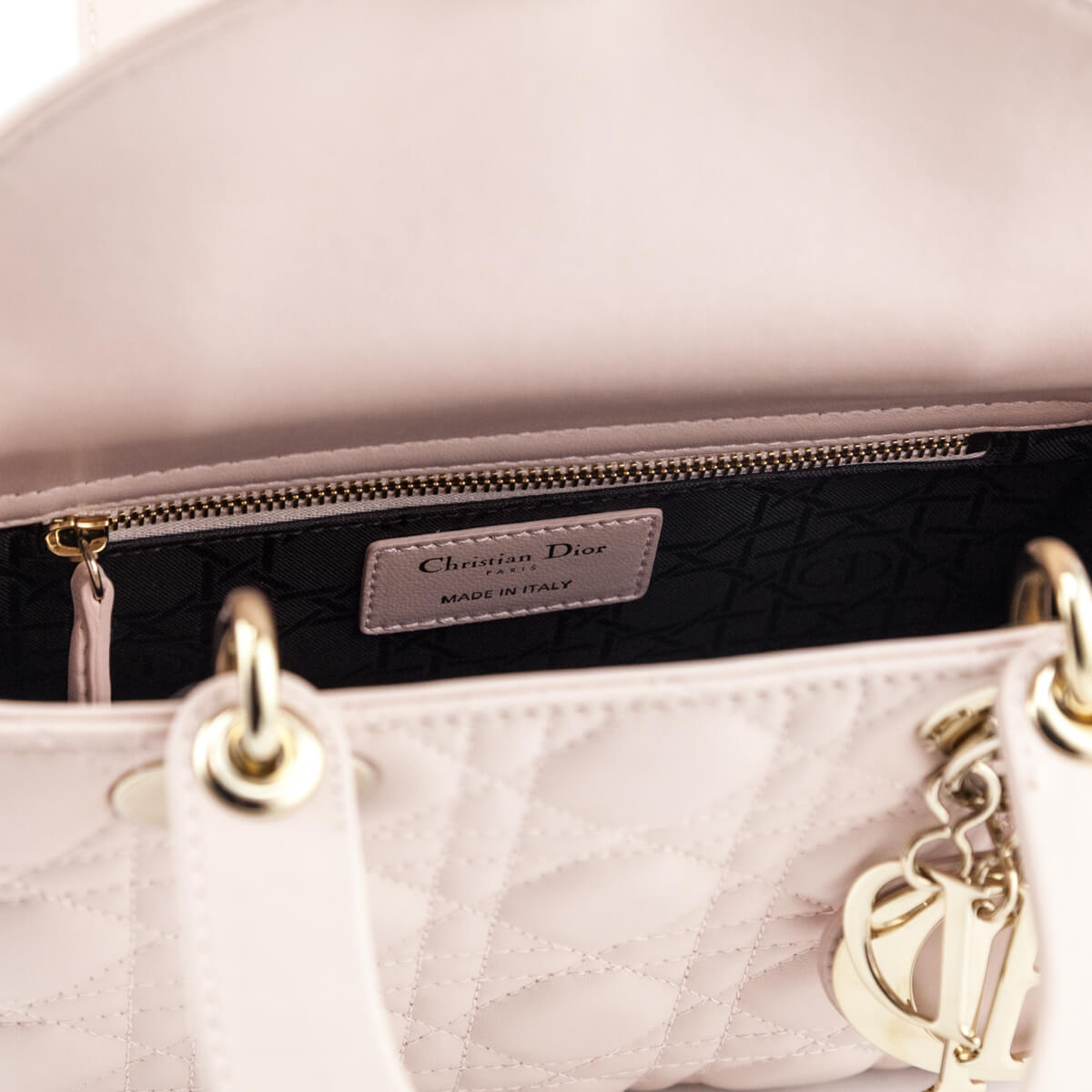 Dior Blush Pink Quilted Lambskin Cannage Lucky Badges Small Lady Dior Bag - Love that Bag etc - Preowned Authentic Designer Handbags & Preloved Fashions